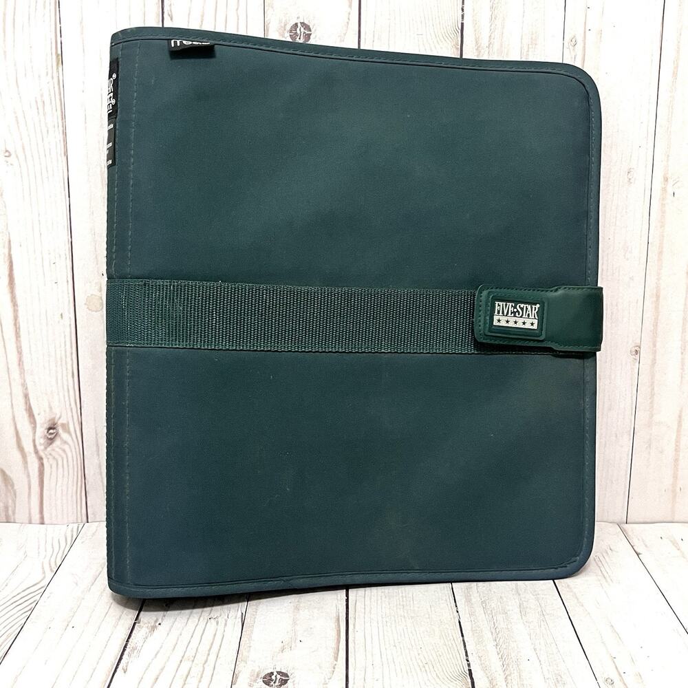 Vintage Y2K Mead 5 Star First Gear Zipper Binder 3 Ring 3” Forest Green Calendar